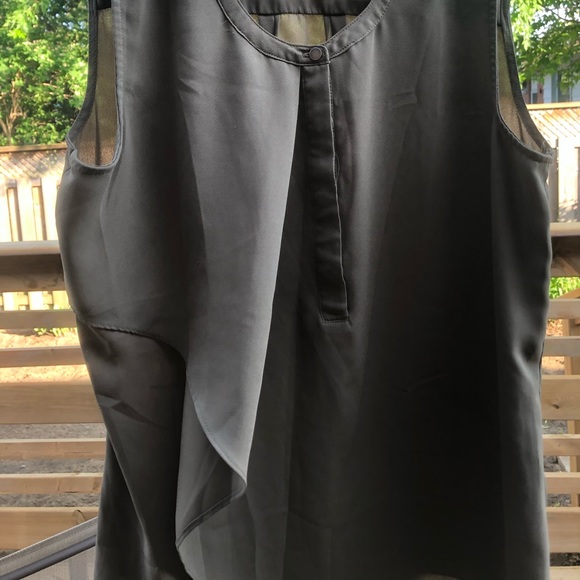 Army Green Sleeveless Blouse - Picture 4 of 5